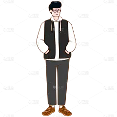 扁平-时尚穿搭男性人物插画-SVG2