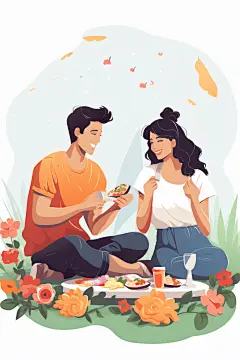 学生放暑假毕业旅游漫画风插画