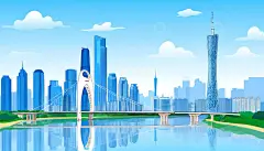 广州城市地标建筑插画高清模板免费下载-趣麦麦图