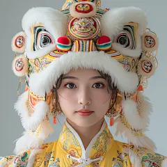 AI醒狮少女头像插画素材 游戏人物写实头像设定 国风绘画参考素材-淘宝网