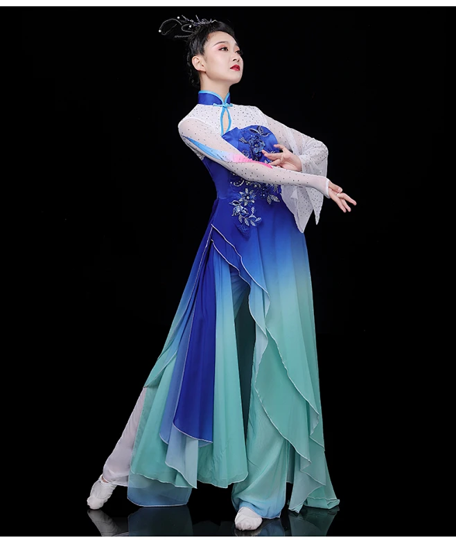 古典舞演出服女飘逸套装2019新款民族中国风扇子舞蹈服装身韵纱衣-tmall.com天猫-花瓣网