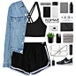 #romwe @romwe #casual #denimjacket

Shorts: http://www.romwe.com/Contrast-Draw-Cord-Waist-Black-Shorts-p-148893-cat-680.html?utm_source=polyvore&utm_medium=contest&url_from=SKU:RSHO160225151