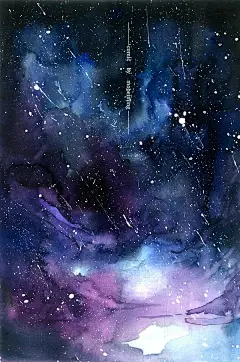 魔北冥  的插画 水彩星空@北坤人素材