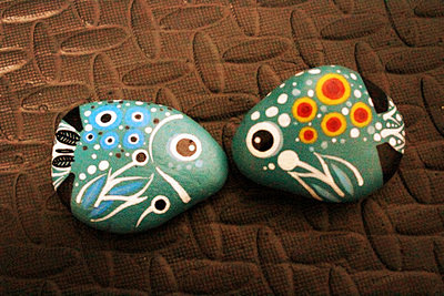 热带小鱼一对手绘石头画创意礼品礼物情侣款淘宝网