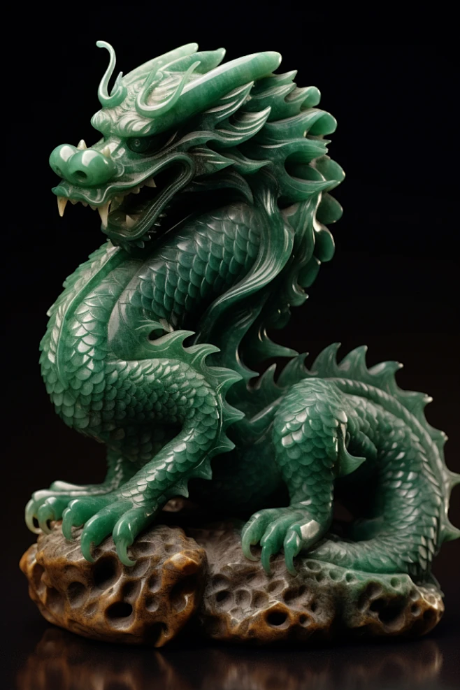 客厅青龙摆件十二生肖龙玉器古董摄影图