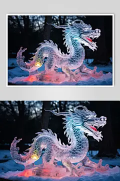 AI数字艺术龙年冰雕雕塑模型