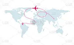 飞机,地球形,绘画插图,矢量,旅游目的地,概念,铁路枢纽,英文字母b,伸手
