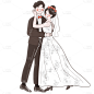 手绘喜庆婚礼新人贴纸3
