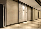 commercial office typical lobby interior design - stone and bronze: 