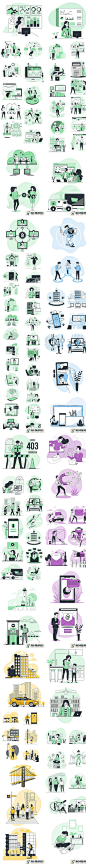 手绘商务科技企业职场办公互联网人物生活场景AI插画设计素材T339-淘宝网