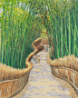 風景イラスト　水彩「京の四季」　嵯峨竹林＿右京