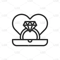 心婚礼爱的图标或标志矢量插图