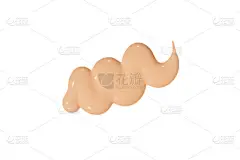 白色背景下的液体粉底霜。温和的米色隐士，化妆品样品。BB CC奶油质地。高质量的照片