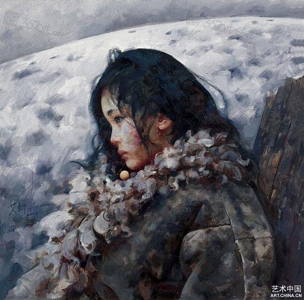 画家艾轩笔下的西藏女孩_油画_新浪轻博客
