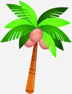 夏日卡通海报手绘植物椰子树免抠素材 页面网页 平面电商 创意素材 png素材