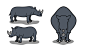 犀牛插画矢量图设计素材