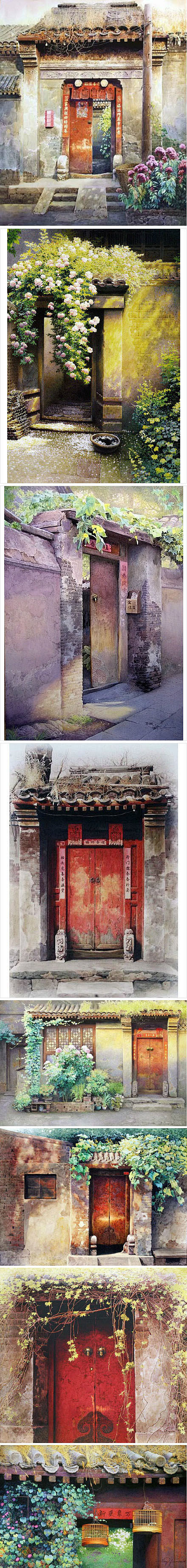 即将消失的老北京。黄有维水彩画。