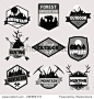 Adventure, outdoors, camping logo emblems set.Vintage badges and labels set.