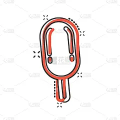 漫画风格的冰淇淋图标。圣代卡通矢量插图在白色孤立的背景。冰糕甜点飞溅效应的经营理念。