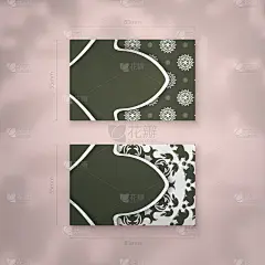 深绿色名片与复古白色装饰您的品牌。