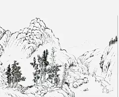 黑色线条山水画高清素材 山水画 山水简笔画 手绘图 简笔山水画 简笔画 免抠png 设计图片 免费下载
