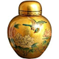Oriental Furniture Best Quality Gift Idea for Her, 13-Inch Chinese Ceramic Porcelain Gold Leaf Spice Ginger Jar Urn