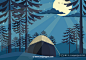 户外露营自然景观矢量插图Night_Camp_Vector#62912 :  