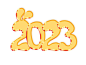 金色卡通2023新年艺术字兔年数字