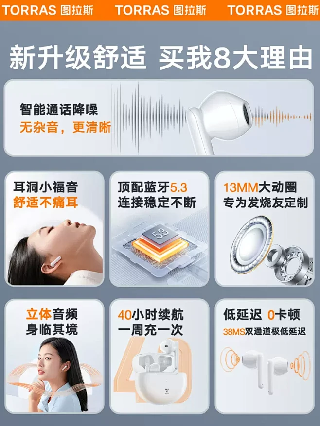 图拉斯无线蓝牙耳机新款真品质高音质情侣运...