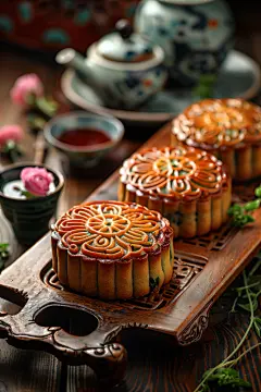 仲秋节中秋节美食月饼摄影照片
