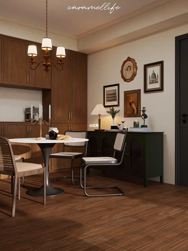 85㎡复古风装修| 焦糖色的家是懂氛围感的