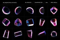 Geometrical 3D Shapes Collection 67款高清3D立体透明水晶几何多边形海报背景底纹png免抠图片素材_UIGUI