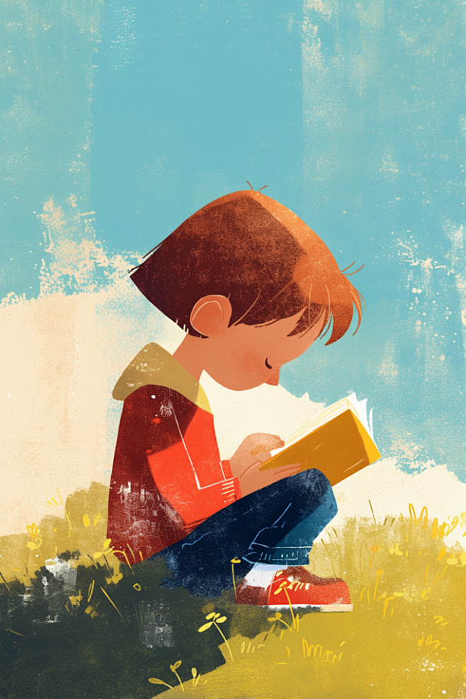 认真看书插图绘制