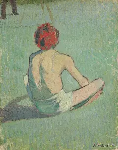 埃米尔·伯纳德(Emile Bernard)高清作品《草地上的男孩》