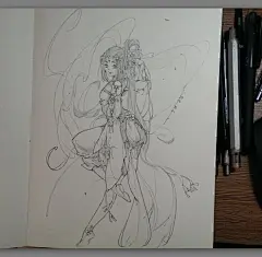 近期涂鸦草稿儿~（多图）-仔猫一丁_涂鸦,人物,古风,线稿,手绘_涂鸦王国插画