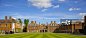 Marlborough College, Marlborough, Wiltshire. View of the exterior of Marlborough College and its expansive lawn. Traditional architecture.