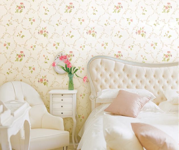 田园风格的韩国进口壁纸，让你的卧室充满温...