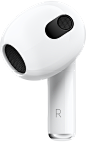 AirPods (第三代) : AirPods (第三代)。设计全然一新，支持空间音频、自适应均衡、更持久的续航，还能抗汗抗水。