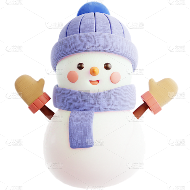 冬季卡通感3D立体C4D可爱雪人元素素材