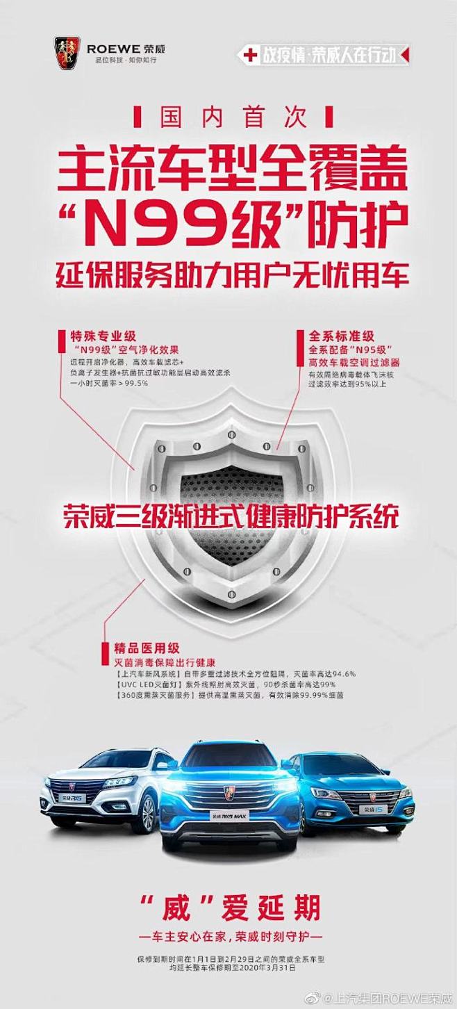 #战疫情·上汽荣威在行动# 
国内首次主...