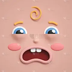 3d 渲染, 可爱的脸图标, 哭泣, 悲伤, 婴儿沐浴, 情感表情, 惊讶, 惊讶, emoji 表