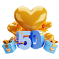 50 周年 3D 插图