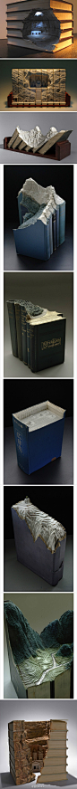 [【艺术创意】你能看出这是书吗？] 加拿大人盖伊·拉莱米利用旧书造出了各种美轮美奂的雕塑。所用的材料全是一些老字典或是旧百科全书。