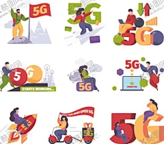 5G网络速度扁平风插画 【酷图网】5G网络速度,扁平风插画,卡通插画,卡通贴纸,水彩元素,水彩插画,插画元素,手绘插画,插画设计,矢量元素,元素设计