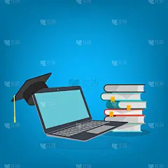 在线学习，在家进行在线教育。网络研讨会、商务在线培训、计算机教育或电子学习概念。