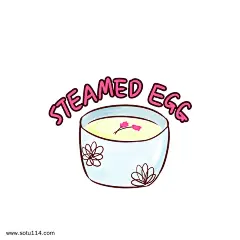 Q版精致日料表情包樱花茶碗蒸图片png免抠元素卡通手绘背景装饰免扣图片