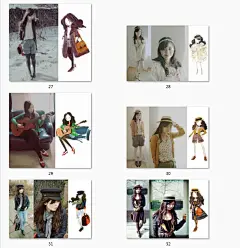 街拍服装手绘插画 服装效果图 可爱时装画手稿对比图 XE004-淘宝网