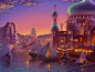 Aladdin palace marina illustration slot design nightlife aladdin fairytale game development game art city illustration market ships east palms digital painting design artist slotopaint.com sketch illustraion