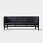 Mayor Sofa - AJ5 - Black Oak / Grey : The Mayor Sofa is a minimal and elegant sofa ideal for modern homes and workplaces made of a black oak frame and an upholstered back with two rows of elegant buttons that extend over the armrests and back giving the s