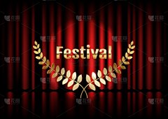 窗帘,奖,月桂花冠,黄金,矢量,音乐节,设计元素,闪亮的,文字,分离着色